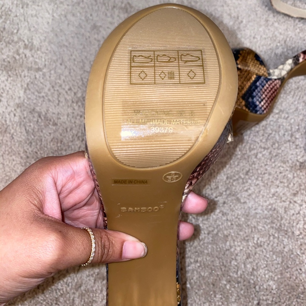 Multicolored Snake Print Platform Heel Sandal - image 4